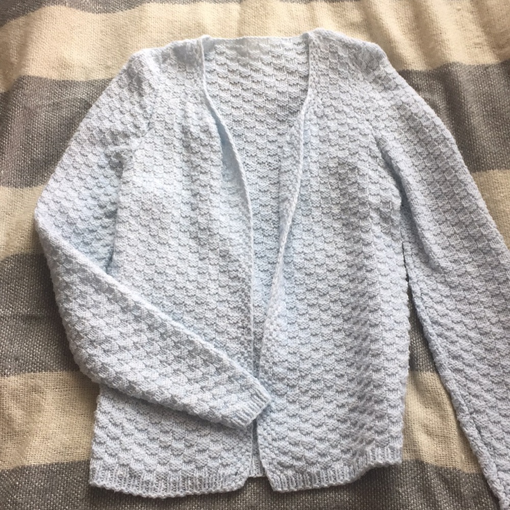 Light Blue Hand Knit Cardigan